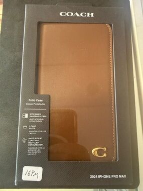 Coach Brown Leather phone Case i16 pro max